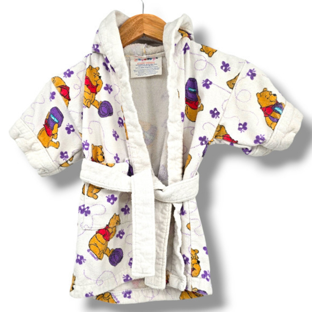 Vintage Coverups Kids Terry Cloth Hooded Winnie The Pooh Robe Swim Coverup Small
